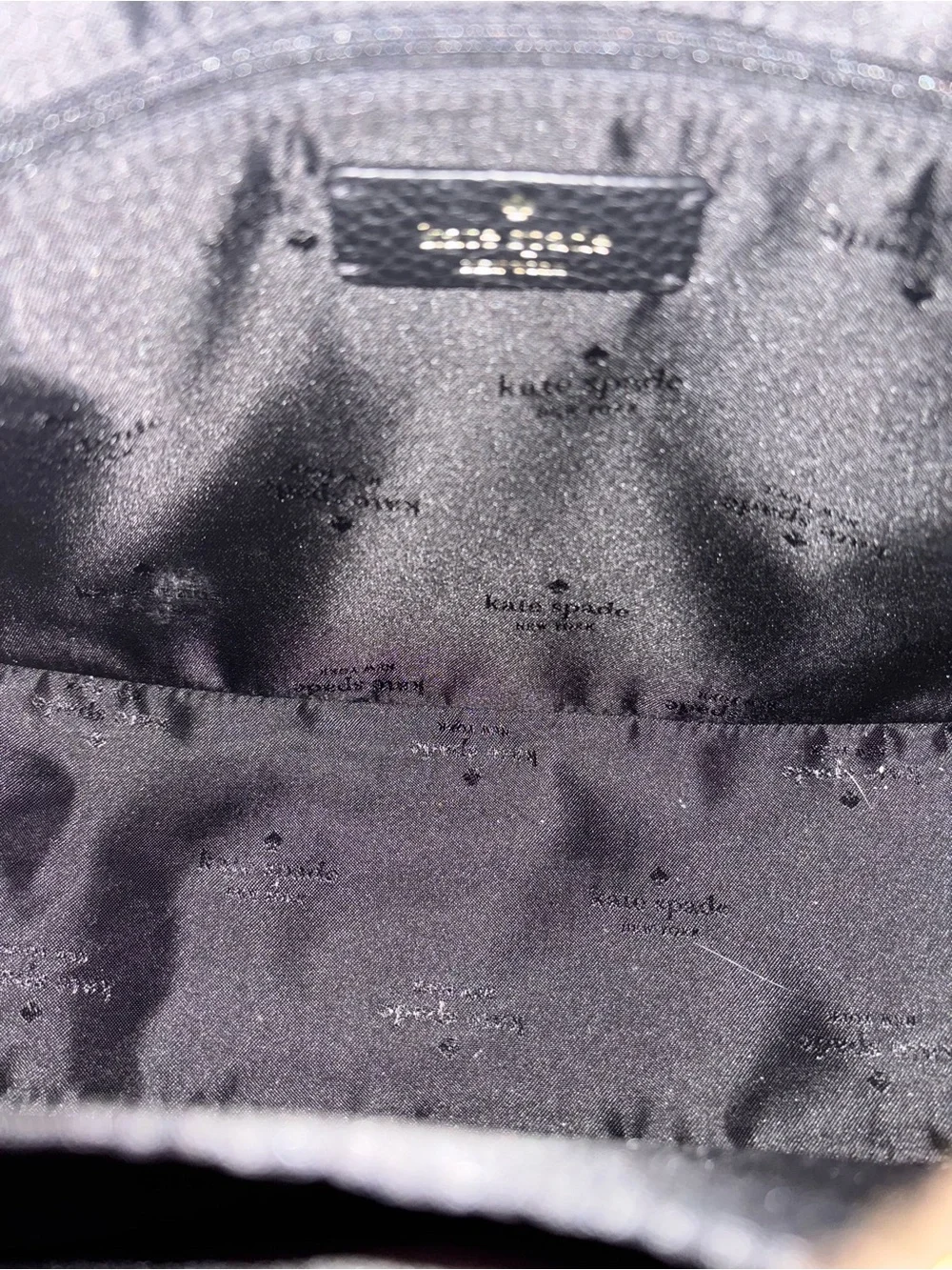 kate spade Black Pebbled Leather Hobo with Gold Logo